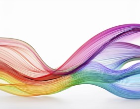 A dynamic graphic with colorful lines that swirl. Design element for technology, science, music or