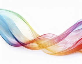 A dynamic graphic with colorful lines that swirl. Design element for technology, science, music or