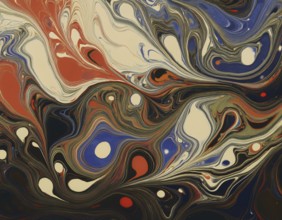 Abstract Marble Waves Acrylic Background. Abstract fluid art with swirling colors and bubbles,