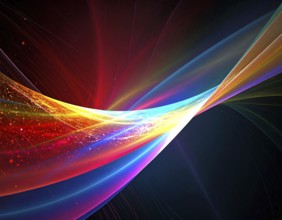 Abstract technology network wall art with glowing multi-color lines and nodes, futuristic digital