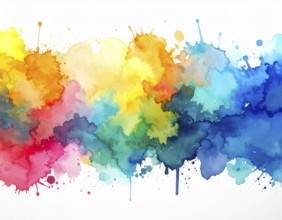 Watercolor splash art on white background, modern abstract poster for stylish décor, creativity,