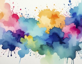 Watercolor splash art on white background, modern abstract poster for stylish décor, creativity,