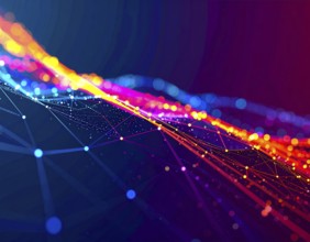 Neural network glowing brain wall art poster, abstract digital connections symbolizing