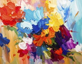 Bold neon brush strokes poster with vibrant glowing colors, ideal for modern abstract décor and