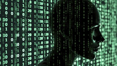 Abstract cyber security image symbolizing data protection, online safety, encryption, and network