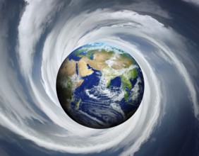 Tornado concept image showing powerful funnel cloud, symbolizing destructive natural forces,