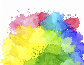 Watercolor splash art on white background, modern abstract poster for stylish décor, creativity,