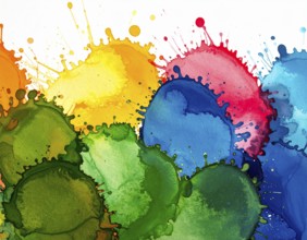 Watercolor splash art on white background, modern abstract poster for stylish décor, creativity,