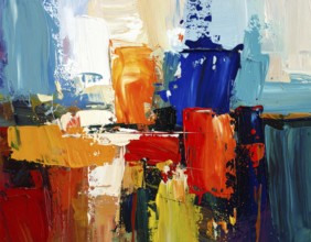 Decorative brush strokes abstract print with vibrant textures and painterly effects, suitable for