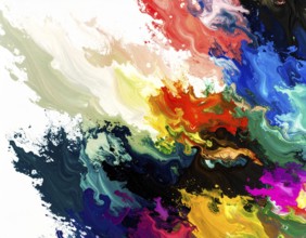Decorative brush strokes abstract print with vibrant textures and painterly effects, suitable for