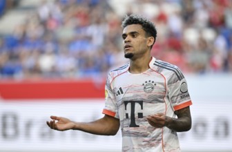 Luis Diaz FC Bayern Munich FCB (14) Gesture Gesture Football Bundesliga, PreZero Arena, Sinsheim,