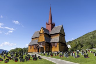 Stave church or Stavkyrkje, Ringebu, Gudbrandsdalen or Gudbrandsdalen, Fylke Oppland, Norway