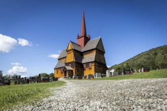 Stave church or Stavkyrkje, Ringebu, Gudbrandsdalen or Gudbrandsdalen, Fylke Oppland, Norway