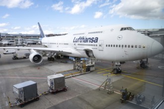 Lufthansa Boeing 747-400 jumbo jet at Frankfurt Airport, Germany