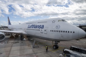 Lufthansa Boeing 747-400 jumbo jet at Frankfurt Airport, Germany