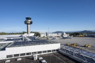View of Salzburg Airport with the tower, Salzburg, Austria