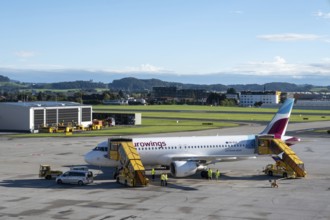 Airbus A320-214 of the airline Eurowings at Salzburg Airport, Austria