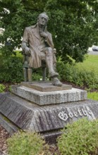 Goethe monument, statue of Johann Wolfgang Goethe, Goethe Square, spa town in the Imperial Forest,
