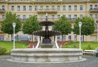 Goethe Fountain, Goethe Square, spa town in the Imperial Forest, Mariánské Lázne, Mariánské Lázne,