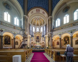 Church of the Assumption of the Virgin Mary in neo-Byzantine style, interior, spa town in the