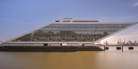 Long exposure of Dockland by day, people as accessories, Hamburg, Germany