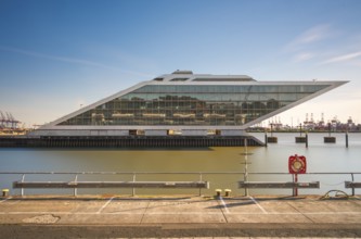 Long exposure of Dockland with the quay in the foreground, Hamburg, Germany