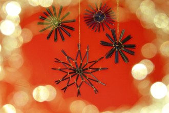 Christmas decoration, home-made straw stars, Germany
