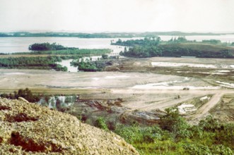 Land being cleared and levelled for industrial development, Jurong, Singapore, south east Asia 1963