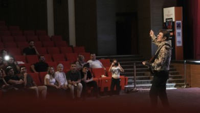 Turkish singer Coskun Sabah performs on stage at Gaziantep University as part of the Türkiye Kültür