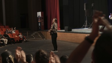 Turkish singer Coskun Sabah performs on stage at Gaziantep University as part of the Türkiye Kültür