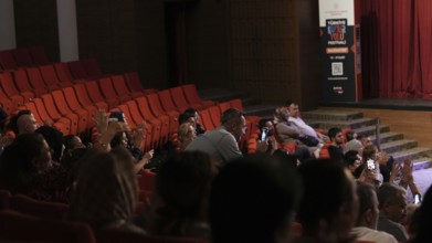 Turkish singer Coskun Sabah performs on stage at Gaziantep University as part of the Türkiye Kültür