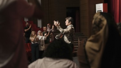 Turkish singer Coskun Sabah performs on stage at Gaziantep University as part of the Türkiye Kültür