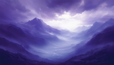 Breathtaking View Of Majestic Mountains Beneath A Canopy Of Stunning Violet Skies Creates A Serene