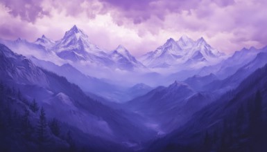 The Magnificent Beauty Of Violet Skies Above A Majestic Mountain Range: Experience The Breathtaking