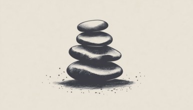 Vintage Hipster Logo Featuring Zen Stones - A Design That Brings Together The Elements Of Zen,