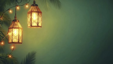 Retro Ethnic Shape Lightbox With Glowing Bulb On Green Background For A Festive Sale Event -