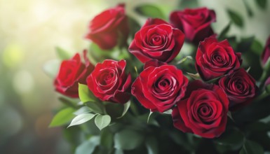 Stunning Bouquet Featuring Red Roses And Leaves: Perfect Floral Arrangement For Wedding, Birthday,
