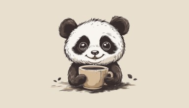 Vintage Hipster Retro Panda Coffee Mug Logo - A Combination Of Classic And Trendy Styles Featuring