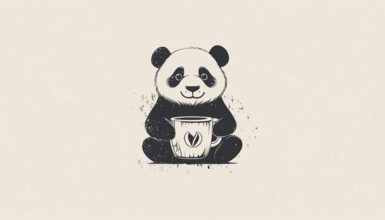 Vintage Hipster Retro Panda Coffee Mug With Logo - A Unique And Stylish Addition To Your Collection