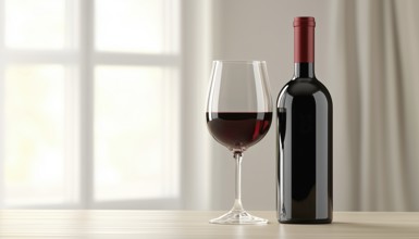 Continuous Depiction Of A Wine Bottle And Wine Glass In One Continuous Line Artwork. Seamless