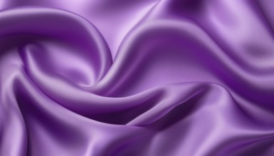Macro Shot Of Ruffled Plum Silk Material: Detailed Close-Up Of Textured Purple Silk Cloth With