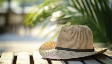 Trendy Straw Hat Showcasing Sun Shielding Capabilities With Style. Made To Provide Protection From