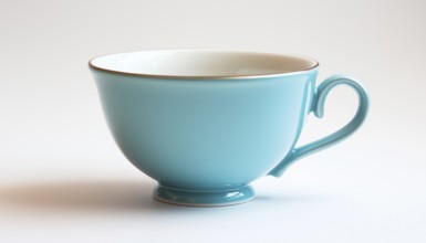 Stunning Display Of Blue Teacup On White Background - A Beautiful Showcase Of A Blue Teacup Against