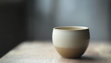Displaying Simplicity And Elegance, The Ceramic Cup Stays Empty As A Decorative Piece In The Indoor