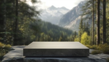 Tranquil Forest Landscape Stone Display Stand: Ideal For Showcasing Items In A Natural, Serene