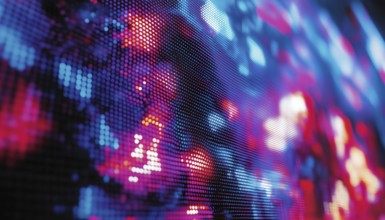 Close-Up Photograph Of A Led Screen Glitch: Interference On Led Panel, Pixel Burnout And Close-Up