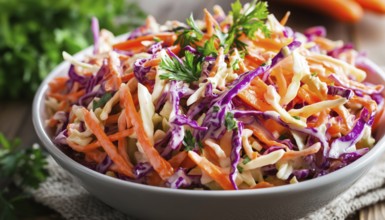 Close-Up Of Coleslaw Salad In A Bowl: Fresh And Colorful Cabbage And Carrot Salad Known As Lahana