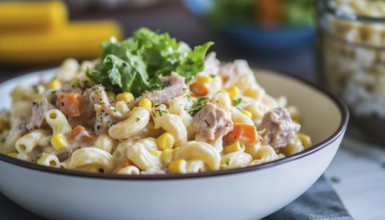 Delicious Homemade Macaroni Salad With Trivelle Pasta, Tuna, Vegetables, And Creamy Dressing: A