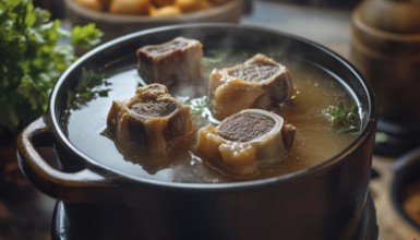 Homemade Beef Bone Broth: A Nutritious Elixir From Boiled Bones Rich In Collagen And Amino Acids
