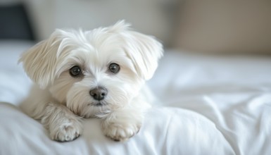 Adorable Maltese Puppy: A Petite Pup In A Stylish Setting. A Portrait Of A Small Dog In A Bright,